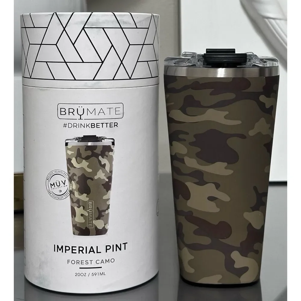 BruMate Imperial Pint‎ 20oz Travel Tumbler, FOREST CAMO